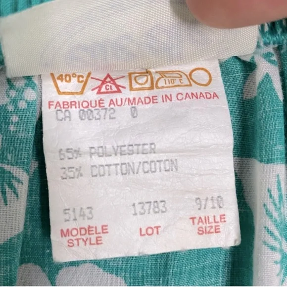 5/$25 Vintage Elle Elle Green White Floral Print Elastic Waist Midi Skirt M - Picture 13 of 16